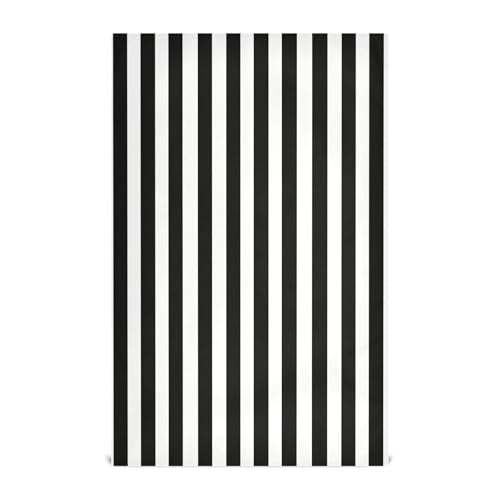 Stripe Kitchen Towels 4 Pack - White & Black Dishcloths, 18x28 Inches, Absorbent & Quick Dry