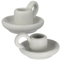 Nordic Ceramic Candle Holder Set with Handle - White Taper Candle Holders for Wedding Holiday Decor - 2PCS