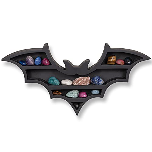 Vampire Bat Wall Shelf - Gothic Spooky Hanging Wooden Decor for Bedroom Bathroom Kitchen