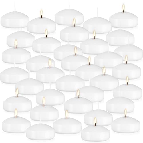 36 Pack White Floating Candles - Unscented, Drip-Free, Long-Lasting 3-Inch Decor