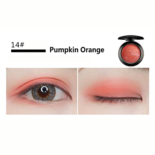 Single Shade Baked Eye Shadow Palette - Pumpkin Orange Glitter 15 Metallic Colors, 8g