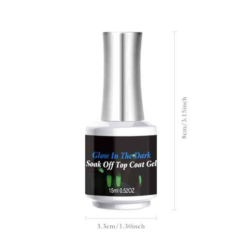Glow In The Dark Nail Gel Top Coat - Transparent Luminous Finish for Any Color - Variation A (15ml)