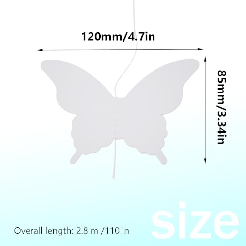 White Paper Butterfly Banner Hanging Decor for Parties & Events - 4 Pieces