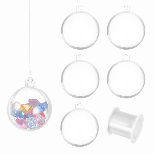 1.6 Inch Clear Plastic Ornament Ball with Wire - 5 Pack Christmas & Party Decorations