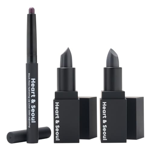 pH-Reactive Lipstick Duo with Lip Liner - Black & Pink - Trio