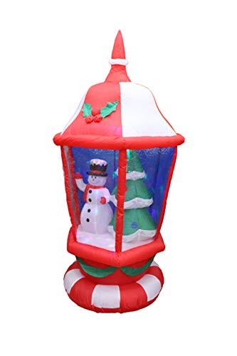 6 FT Outdoor Inflatable Christmas Lantern with Snowman & Tree, Color-Changing LED