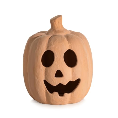 Small Terracotta Pumpkin Halloween Decor - 7.5 Inch Jack O Lantern, Handcrafted Fall Table Accent - Variation of THIS listing