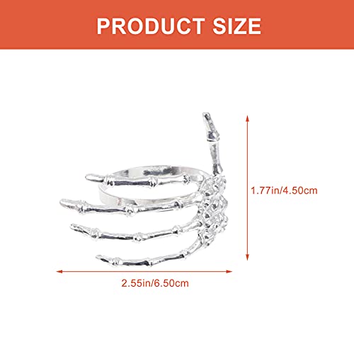 Halloween Skeleton Hand Napkin Rings Set - Silver Skeleton Hand Holders for Table Decor