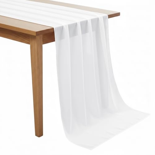 10ft White Chiffon Table Runner Pack of 12 - Rustic Wedding & Event Decor Variation of THIS listing