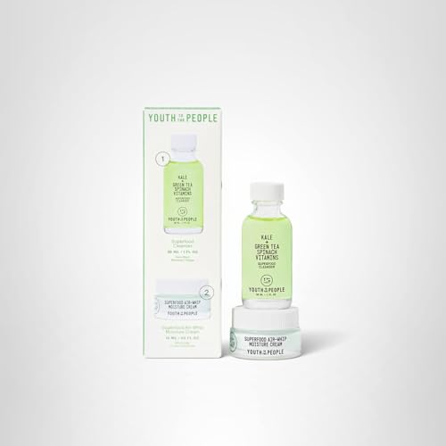 Youth To The People Daily Skin Health Youth Stack, 2-Piece Skincare Giftset - For Pores + Oily Skin, Mini Travel Essentials Set, Superfood Cleanser & Air Whip Face Moisturizer, Hydrating, Plant-Based