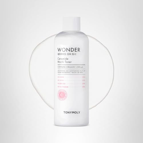 TONYMOLY Wonder Ceramide Mochi Milky Toner – 5,000 ppb Ceramide Barrier Repair Toner for Dry & Sensitive Skin – Hydrating Korean Glass Skin Essence, 16.9 fl oz / 500ml Value Size