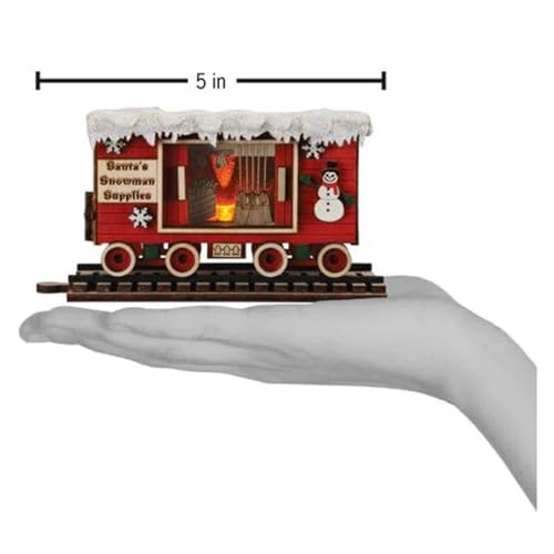 Handcrafted Wooden Christmas Snowman Train Ornament - Holiday Village Decor