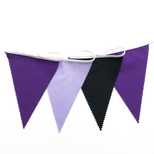 40Ft Fabric Bunting Banner - Black & Purple Halloween Party Decor