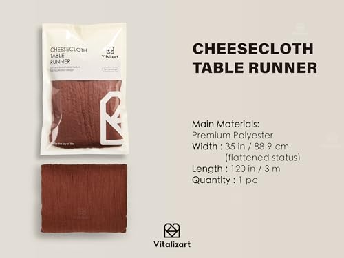 Vitalizart Terracotta Cheesecloth Table Runner 10ft Boho Rustic Decor