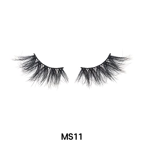 Laflare 3D Silk Mink Max Volume False Eyelashes - Extra Long 25mm, Wispy Cat Eye Style, Variation of LFMS-MS11