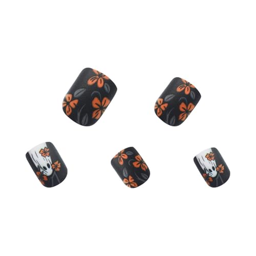 Halloween Press On Nails Short Square with Ghost Design - Style 11