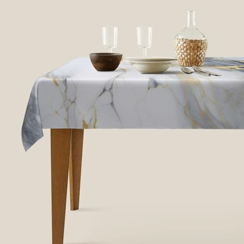 Marble Texture Rectangular Tablecloth 60x90 Inch - Washable & Waterproof, Gray & White Design - Variation: Marble Texture #01