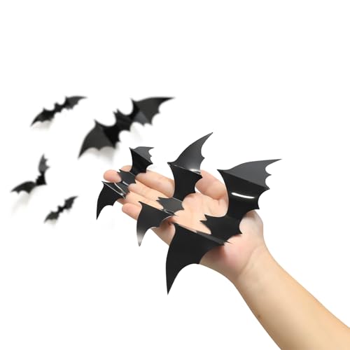 Halloween Bat Wall Decals - 80pcs 3D Spooky Indoor Outdoor Decor Set