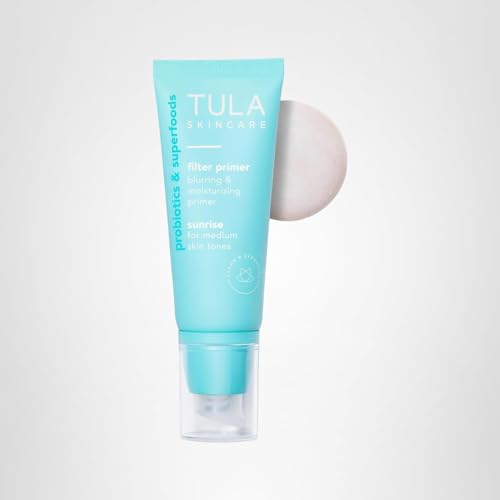 TULA Skin Care Face Filter Blurring and Moisturizing Primer - Sunrise, Evens the Appearance of Skin Tone & Redness, Hydrates & Improves Makeup Wear, 1fl oz