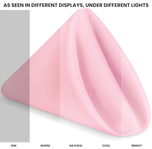 Pink Cloth Napkins Set of 24 - 17x17 Inches, 100% Polyester, Elegant Dinnerware