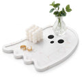 Halloween Ghost Marble Serving Tray 11.8 Inch Decorative White Marble Tray