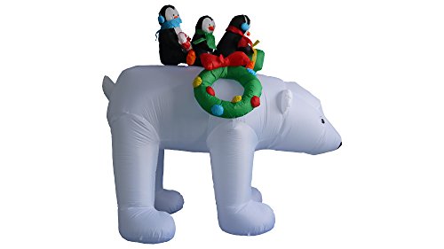 8 Ft Inflatable Christmas Yard Decoration with Penguins and Polar Bear