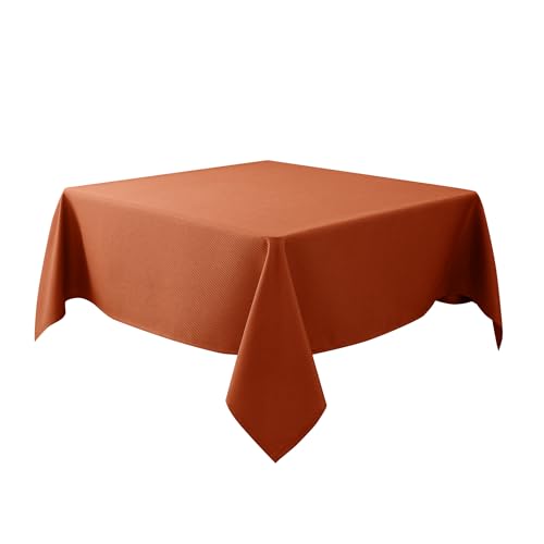 Fall Square Tablecloth 70x70 Inches - Rust Autumn Fabric for Dining & Events