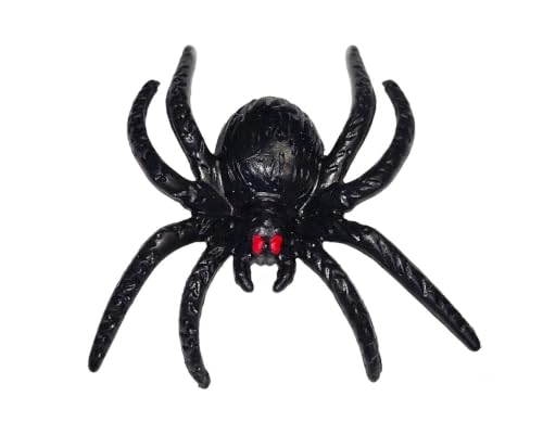Halloween Spider Cupcake Toppers Pack 36 - Realistic Red Eye Plastic Decor