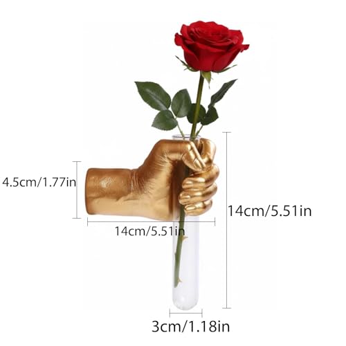 Gothic Hand Vase with Test Tube - Halloween Wall Decor - Gold Variation