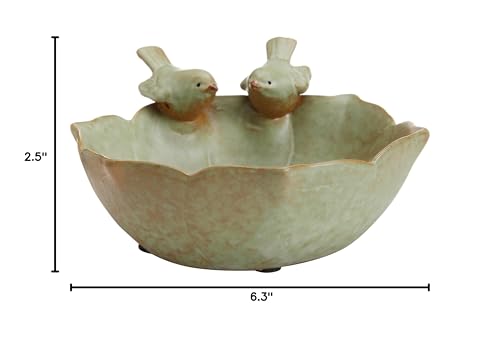 MyGift Green Ceramic 2 Bird Decorative Serving Bowl - Jewelry & Candy Tray