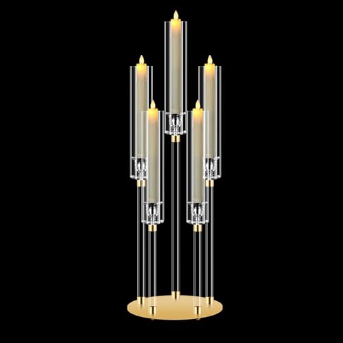 5 Arm Gold Candle Holder Candelabra - 26 Inch Tall Table Centerpiece with Variation 1