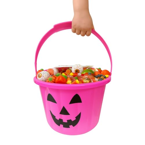 Pink Light Up Halloween Pumpkin Bucket - Candy & Trick-or-Treat Basket