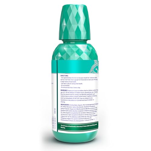 GuruNanda Fresh Breath Mouthwash, ADA-Accepted, Alcohol & Fluoride-Free, Sodium Chlorite, Essential Oils & Vitamins, 12-Hrs Fresh Breath, Wild Mint, 16 oz - 2 Pack
