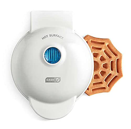 Halloween Spiderweb Mini Waffle Maker - Non-Stick, Easy Clean, 6.4in White