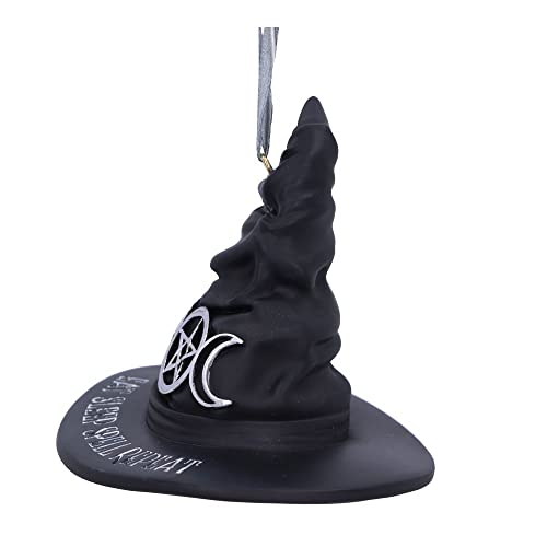 Halloween & Christmas Witch Hat Ornament - Gothic Decor, Hand-Painted Resin, 9cm