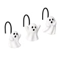 Ghost Shower Curtain Hooks - White Ghost with Black Hooks, Set of 12 Bathroom Decor