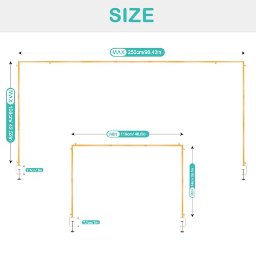 Artificial Plant Table Arch Stand with Clamps - Adjustable Height & Length, Gold