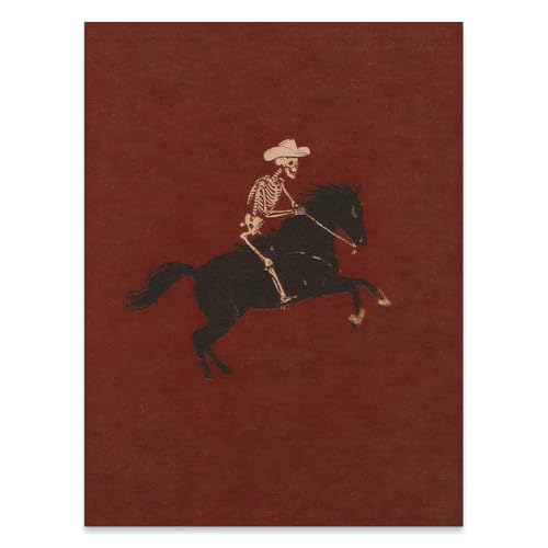 Retro Western Skeleton Cowboy Wall Art Poster 14x11 Unframed - Bucking Bronco Print