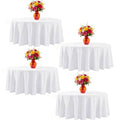 120 Inch Round White Tablecloth - 4 Pack, Premium Polyester, Stain-Resistant, Elegant for Events
