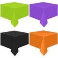 Halloween Plastic Tablecloth Set - 4 Pcs Rectangular Orange Black Purple Green