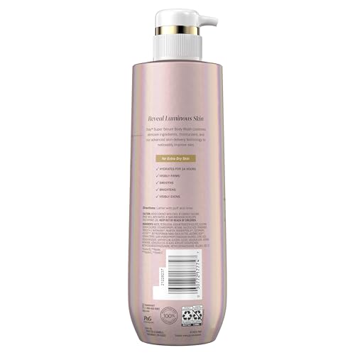 Olay Super Serum Body Wash for Extra Dry Skin, 24hr Long Lasting Hydration, 5+ Ingredient Complex for Bright Even Firm Luminous Skin, 18.5 fl oz