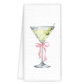 Martini Bow Kitchen Towels - Pink BowMartini Hand Dish Towel 16x24in - Decorative Gift for Martini Lovers