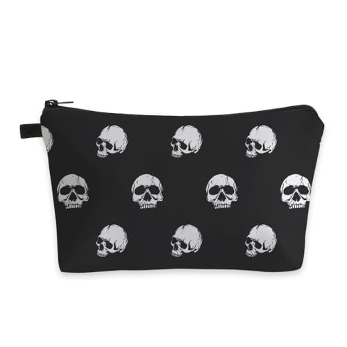 Skull Pattern Small Makeup Bag for Women - Water-Resistant Cosmetic Organizer