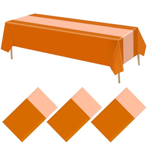 Burnt Orange Disposable Plastic Table Covers - 51x108 Inches for Events
