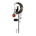Solar Halloween Garden Stake Light with Black Cat and Pumpkin Lantern