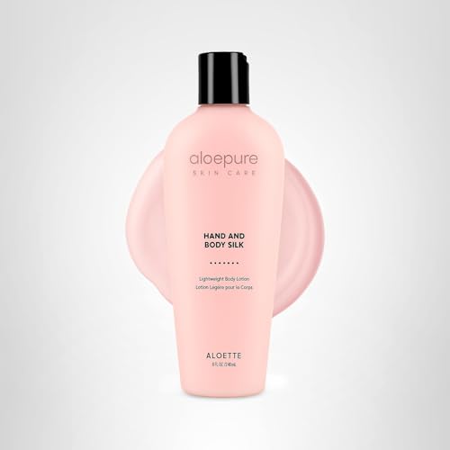 Aloette Hand & Body Silk Lotion - Lightweight & Gentle Moisturizer Body Lotion for Women & Men - Floral Scent Hydrating Skin Care with Aloe Vera Extract for Soft & Smooth Skin - 8 Fl Oz