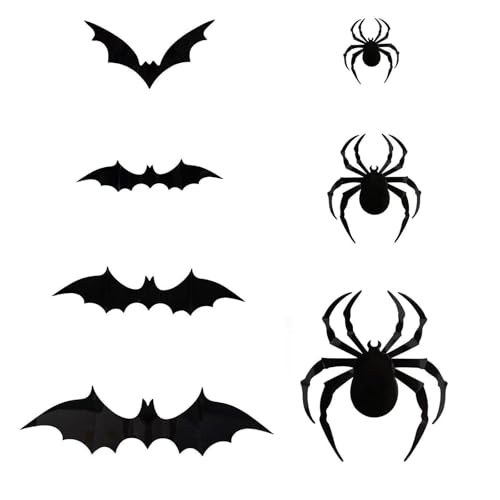120PCS Halloween 3D Bat and Spider Wall Stickers - Realistic PVC Party Decorations