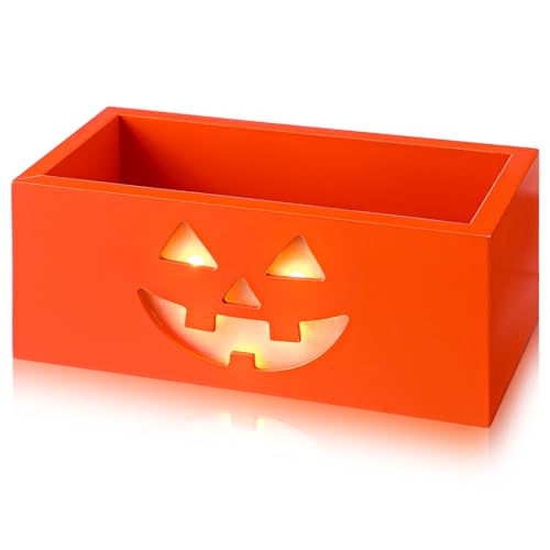 Sintuff Halloween Candy Bowl Large Grimace Pumpkin Wooden Serving Dish - Festive Decor