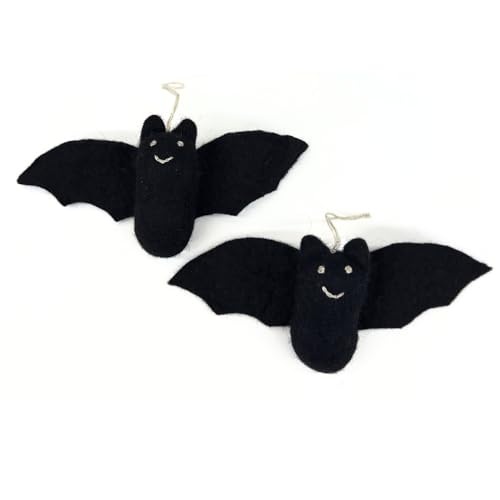 Halloween Felt Bat Decorations - 2-Pack Handmade Felt Halloween Decor for Indoor & Outdoor Use - Bat, 2-Pack