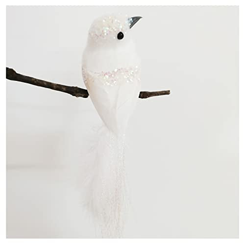 White Tone Artificial Christmas Red Cardinal Birds Set with Clips - 5 Pack Holiday Decor